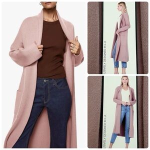 Max Sport NWT $268 Long Duster Open Front Cardigan Sweater in Blush (Pink Mauve)